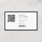 Modernes, einfaches Berufliches QR-Foto Visitenkarte (Rückseite)