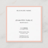 Modernes, einfaches, Berufliches Schlichtes Top Quadratische Visitenkarte (Rückseite)