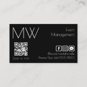 Modernes, einfaches Berufliches Schwarz-weißes Min Visitenkarte (Rückseite)