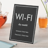 Modernes einfaches Black Wi-Fi Gästebuchzeichen Sockelschild (In Situ)