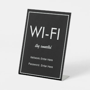 Modernes einfaches Black Wi-Fi Gästebuchzeichen Sockelschild