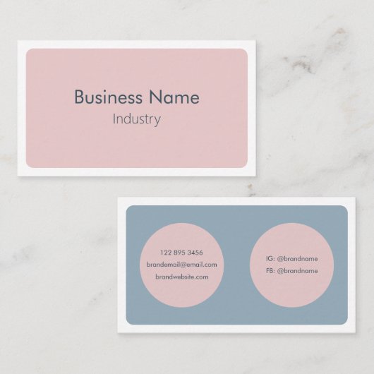 Modernes, einfaches Blaurosa Minimalistisch Horizo Visitenkarte (Vorne/Hinten)