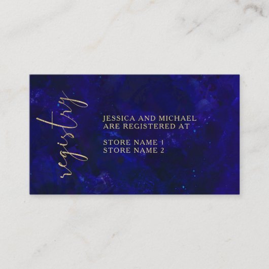 Modernes einfaches Blue Calligraphy Wedding Regist Begleitkarte (Vorderseite)