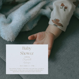 Modernes & einfaches Blue & Gold Baby Duschbad Einladung