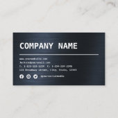 Modernes, einfaches Blue Metal beruflich Visitenkarte (Rückseite)