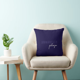 Modernes einfaches Blue & White Minimal Script Kissen