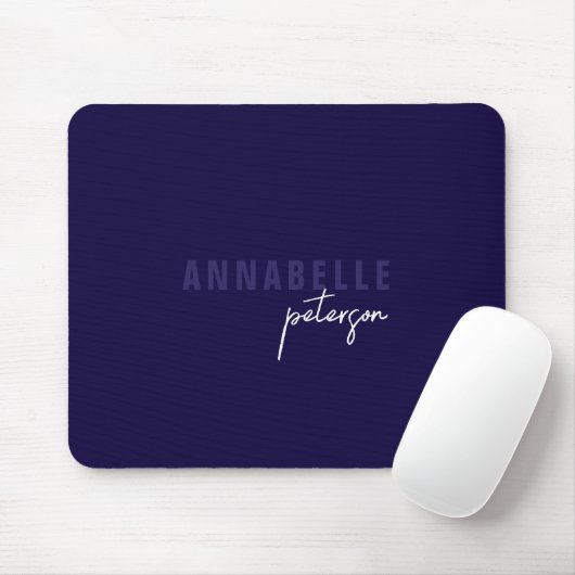 Modernes einfaches Blue & White Minimal Script Mousepad (Mit Mouse)