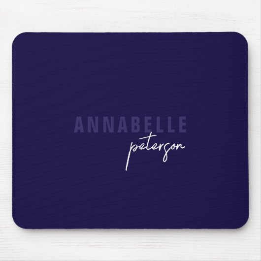 Modernes einfaches Blue & White Minimal Script Mousepad (Vorne)