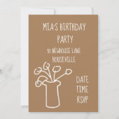Modernes, einfaches Blume-stilvolles boho Party Einladung (Vorderseite)