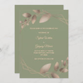 Modernes, einfaches botanisches, elegantes Salbei- Einladung (Vorne/Hinten)