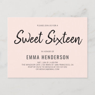 Modernes, einfaches Brush 16 . Geburtstag Einladungspostkarte