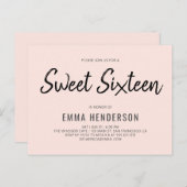 Modernes, einfaches Brush 16 . Geburtstag Einladungspostkarte (Vorne/Hinten)
