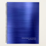 Modernes einfaches Brushed Metal Royal Blue Planer<br><div class="desc">Moderner einfacher Brushed Metal Royal Blue Planner</div>