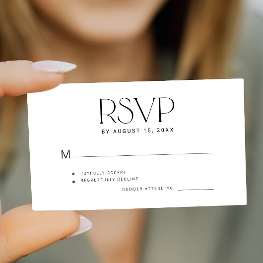 Modernes, einfaches Budget Mini-Größe Hochzeit RSV Mitteilungskarte