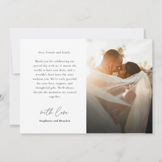 Modernes einfaches Calligrafy Script-Foto Hochzeit Dankeskarte (Rückseite)