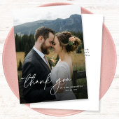 Modernes, einfaches Calligraphie-Foto Hochzeit Dankeskarte