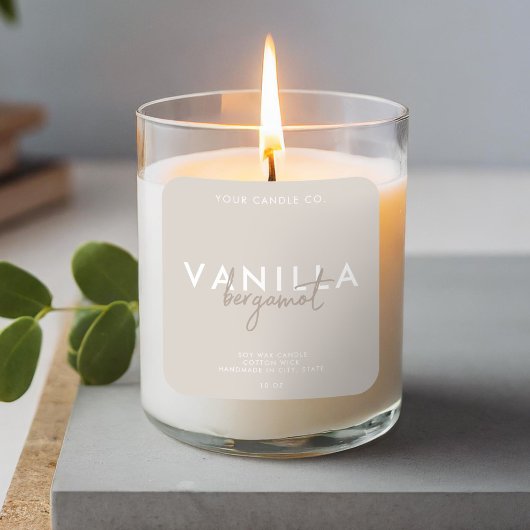 Modernes, einfaches Candle Label Quadratischer Aufkleber