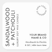 Modernes, einfaches Candle-Packing-Schwarz-weißes Quadratischer Aufkleber (Vorderseite)