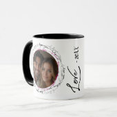 Modernes einfaches Circle Liebe Foto schwarz Tasse (Vorderseite Links)