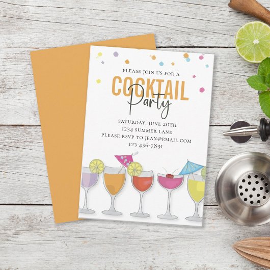 Modernes, einfaches Cocktail-Party Minimalistisch Einladung