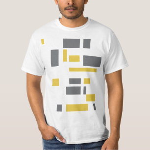 Modernes, einfaches, cooles geometrisch-gelbes Gra T-Shirt