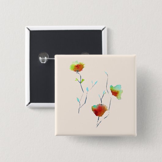 Modernes, einfaches Design abstrakter Blume Button (Vorne & Hinten)