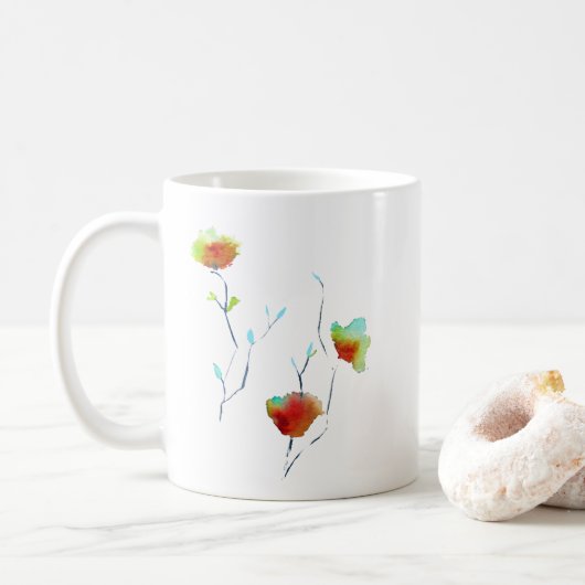 Modernes, einfaches Design abstrakter Blume Kaffeetasse (Mit Donut)