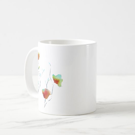 Modernes, einfaches Design abstrakter Blume Kaffeetasse (Vorderseite Links)