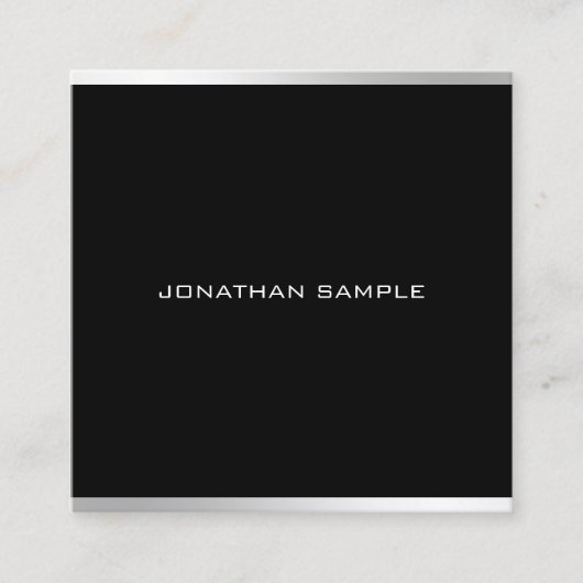 Modernes, einfaches Design Beruflich Elegant Silve Quadratische Visitenkarte (Vorderseite)