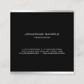 Modernes, einfaches Design Beruflich Elegant Silve Quadratische Visitenkarte (Rückseite)