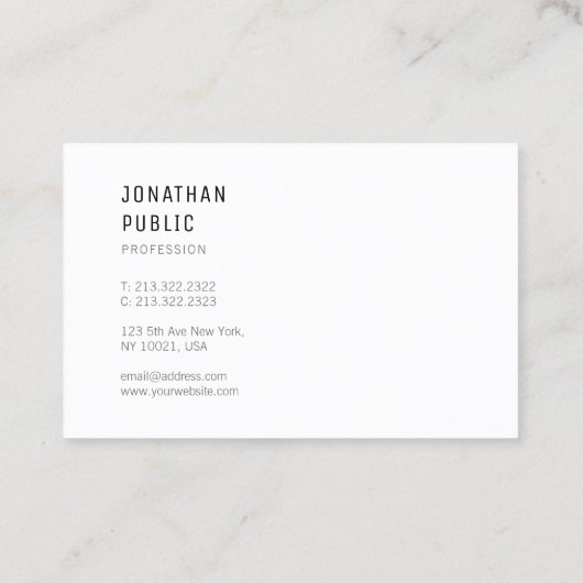 Modernes, einfaches Design Berufliche Vorlage Visitenkarte (Rückseite)