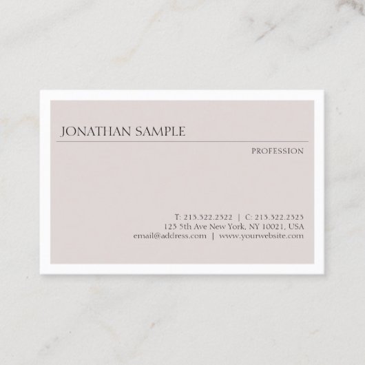 Modernes, einfaches Design Elegantes Berufliches T Visitenkarte (Vorderseite)