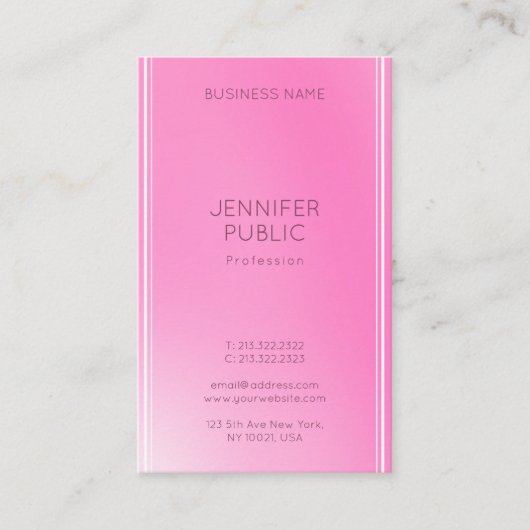Modernes, einfaches Design Elegantes rosa Template Visitenkarte (Vorderseite)