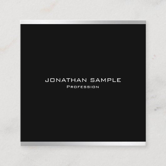 Modernes, einfaches Design Elegantes Silber Berufl Quadratische Visitenkarte (Vorderseite)