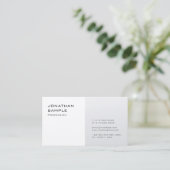 Modernes, einfaches Design Silver White Schlicht T Visitenkarte (Stehend Vorderseite)