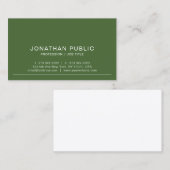 Modernes, einfaches Design Trendfarben Olive Green Visitenkarte (Vorne/Hinten)
