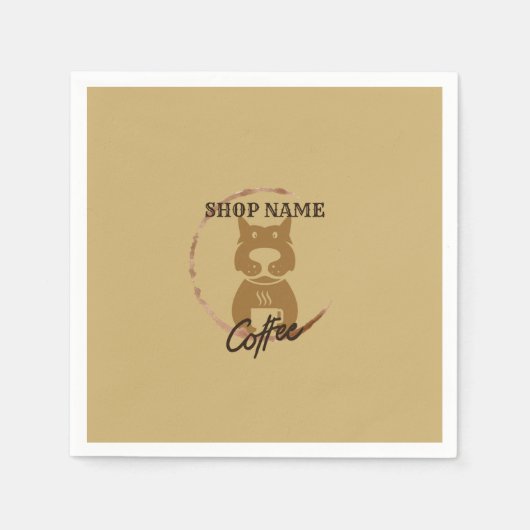 Modernes einfaches DOG Café Café Café Café Serviette (Vorderseite)