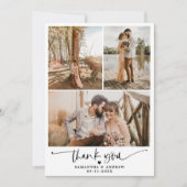 Modernes, einfaches Drehbuch Herz 6 Fotos Hochzeit Dankeskarte (Vorderseite)