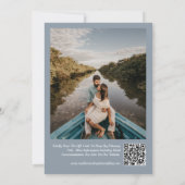 Modernes, einfaches, dunkelblaues QR-Foto Einladung (Rückseite)