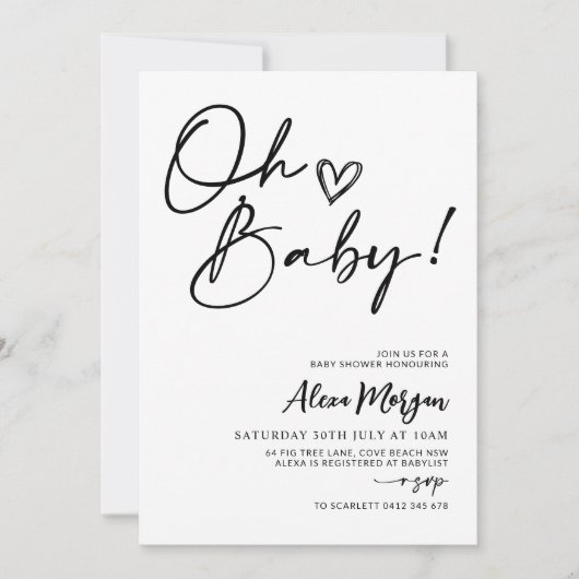 Modernes, einfaches Duschgeschlecht Einladung (Vorderseite)