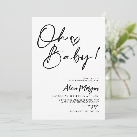 Modernes, einfaches Duschgeschlecht Einladung (Stehend Vorderseite)