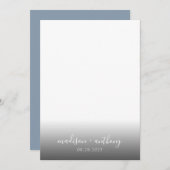 Modernes Einfaches Dusty Blue Script Foto Hochzeit Einladung (Vorne/Hinten)