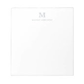 Modernes einfaches, einfaches Pastel Gray Monogram Notizblock (Vorderseite)