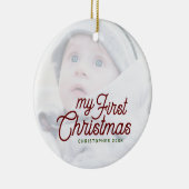 Modernes, einfaches Elegant Baby's First Christmas Keramik Ornament (Rechts)