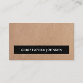 Modernes, einfaches, elegantes Black Stripe Kraft  Visitenkarte (Vorderseite)