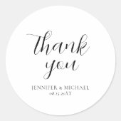 Modernes, einfaches, elegantes Design Danke Typogr Runder Aufkleber (Vorderseite)