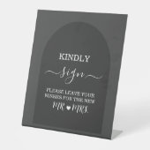 Modernes, einfaches, elegantes Gästebuch Dark Gray Sockelschild (Vorderseite)