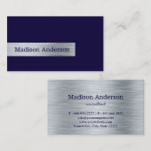 Modernes, einfaches, elegantes Gold Navy Blue Brus Visitenkarte (Vorne/Hinten)