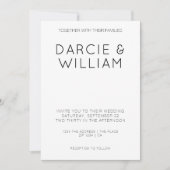 Modernes, einfaches, elegantes Hochzeitsstil Perso Einladung (Vorderseite)