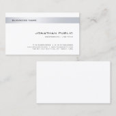 Modernes Einfaches Elegantes Minimalistisches Silb Visitenkarte (Vorne/Hinten)